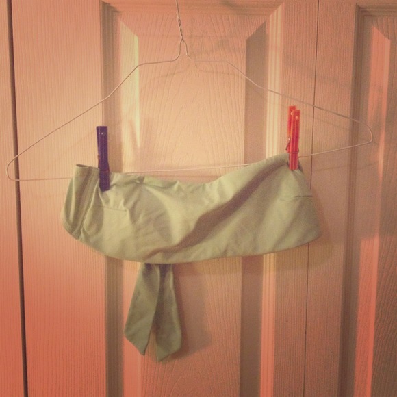 Seafoam green strapless bathing suit
