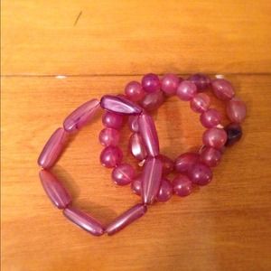 Purple Beaded Bracelet Set