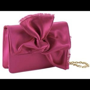 BCBG Begonia Hot Pink Satin Bow Clutch Wristlets