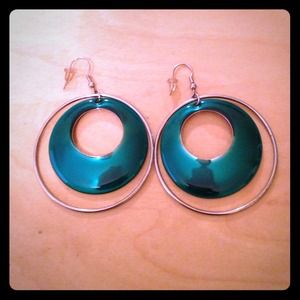 Teal hoop earrings