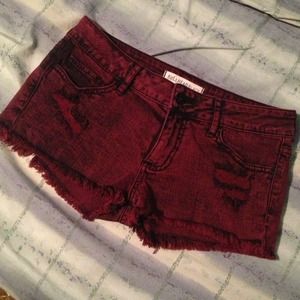 Pacsun Bullhead Burgundy/Red Acid Wash Shorts