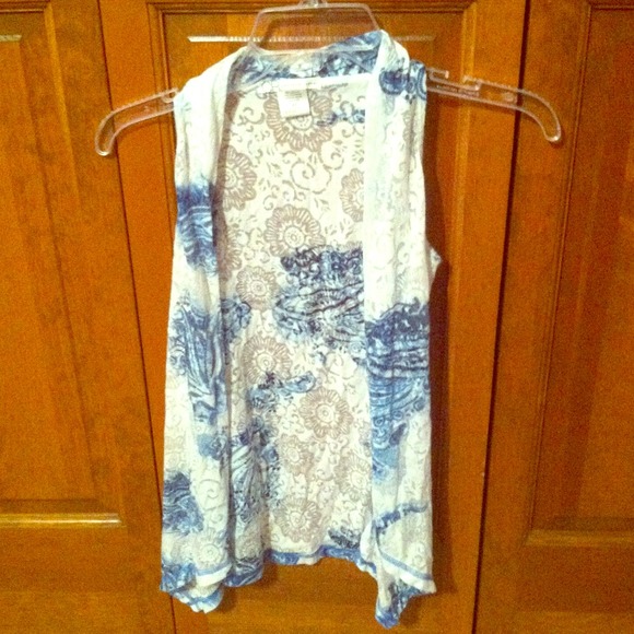 Sheer cotton sleeveless cardigan
