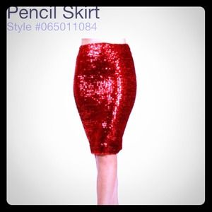 Red sequin pencil skirt