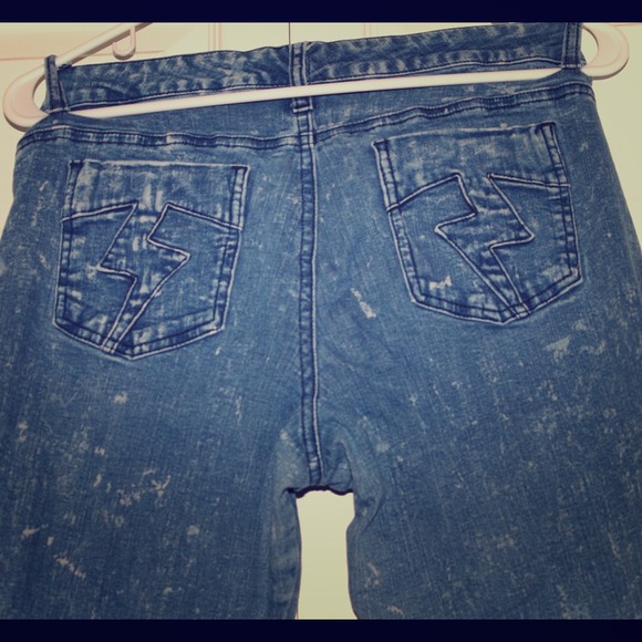 Blue skinny jeans with paint splatters!