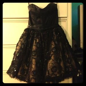 Jessica McClintock black and gold prom dress