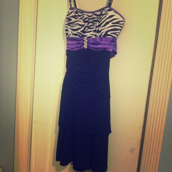 Black, Purple, and Zebra Print Dress