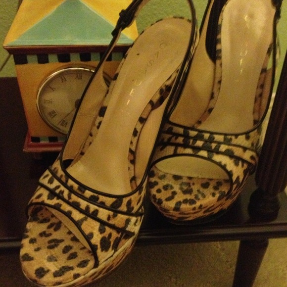 Casadei Leopard Platform Sandals - Picture 1 of 3