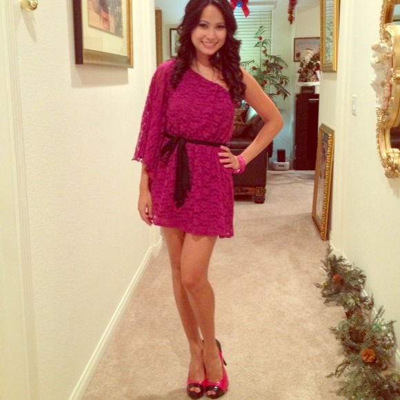 Purple one shoulder dress