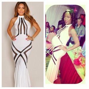 Black & White open back Maxi Dress