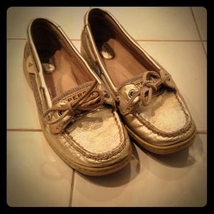 Women's gold sperry top siders