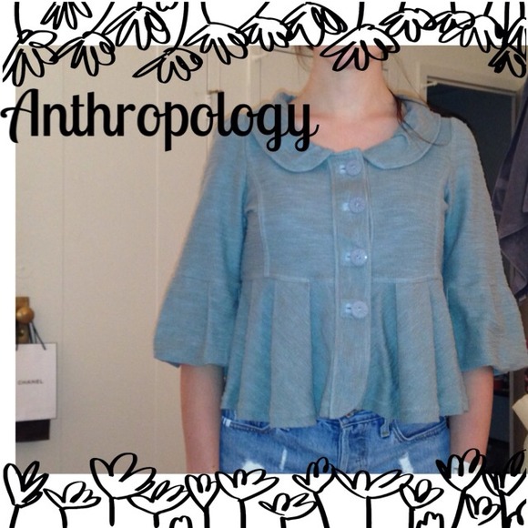 Anthropologie Blue Cotton Cardigan/Sweater