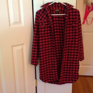 Red plaid button down flannel