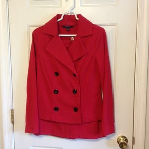 Soft, red skirt suit