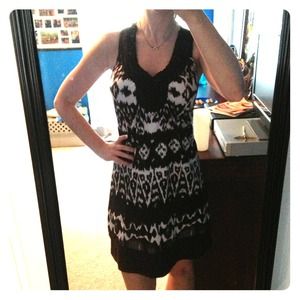 Brown and White Aztec Print Dress