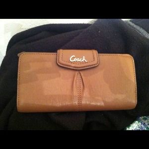 Authentic Coach dark camel wallet