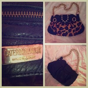Caterina Lucchi italian leather & Fur hand bag.