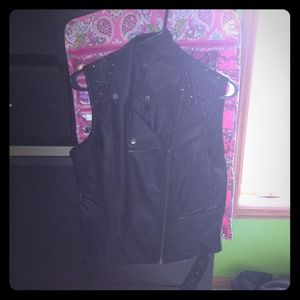 Black Leather Studded Vest