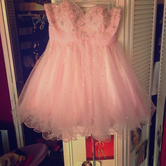 Clarisse, pink, beaded dress.
