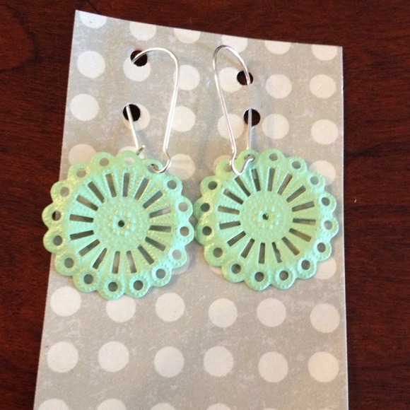 Mint filigree earrings - handmade