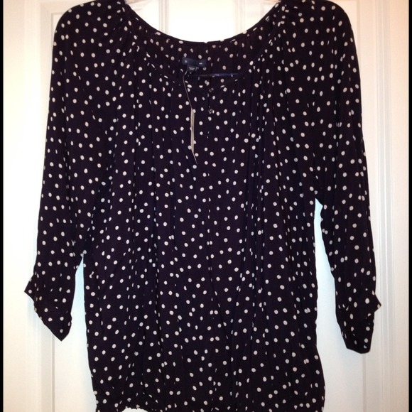 Sheer polka dot navy GAP blouse - M