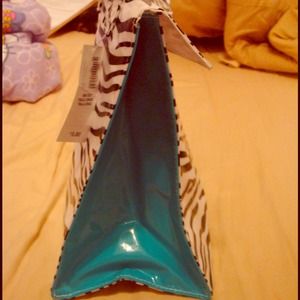 Zebra and Blue Lunch Bag.