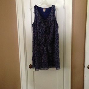 Mossimo Navy blue paisley tiered ruffle dress