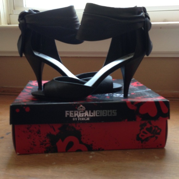 Fergalicious ankle wrap black stilettos