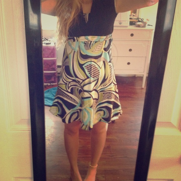 Green and blue china dress