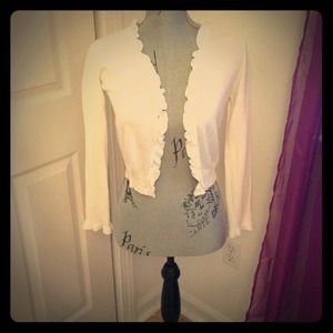 white ruffle cardigan in perfect condition!
