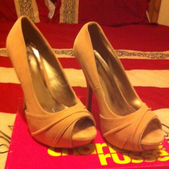 Velvet nude heels