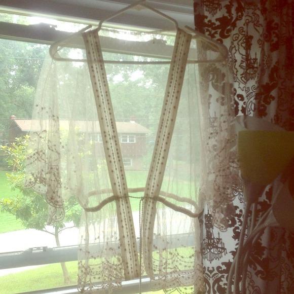 Gauzy tie- front sweater