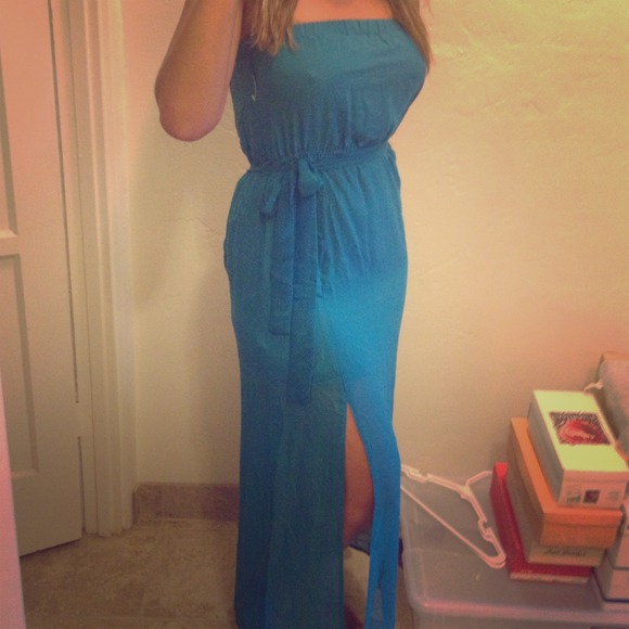 Strapless Turquoise Maxi