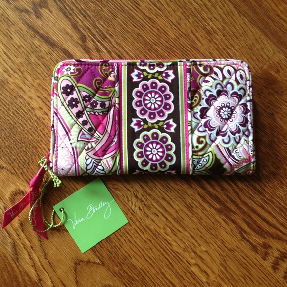 Vera Bradley Accordion Wallet Very Berry Paisley