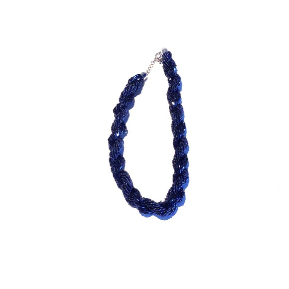 Dusty Blue Twisted Bead Necklace