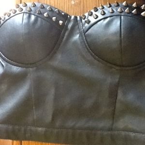 Black faux leather crop top never worn Black faux leather crop top never worn