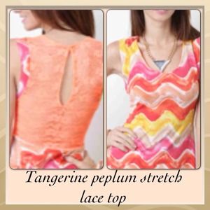 ☀️SALE☀️TANGERINE lace back peplum top