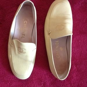 Pale yellow Chanel loafers