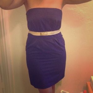 Navy blue strapless dress