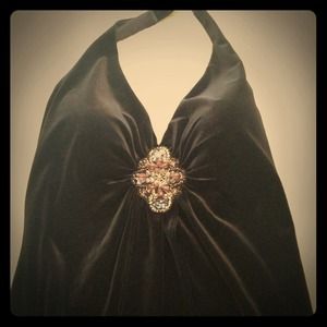 Black velvet halter top with great beading detail