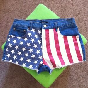 American Flag Denim Shorts