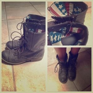 Grey/Brown Combat Boots ON HOLD