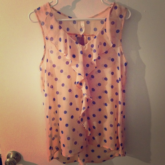 NWT Francesca's Chiffon polka dot top