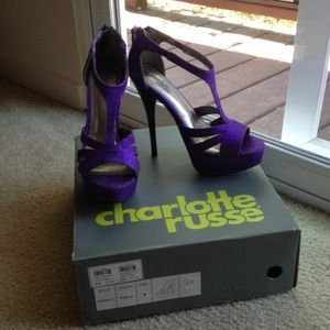 Purple glitter heels