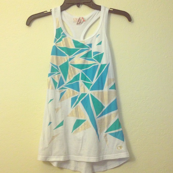Green Teal & Gold Triangles Racerback