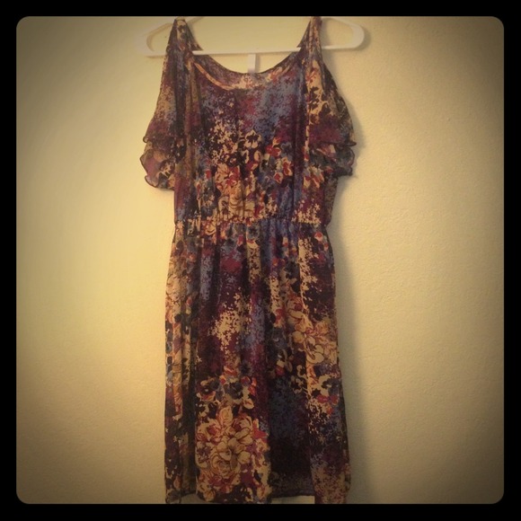 Flower Cold Shoulder Dress