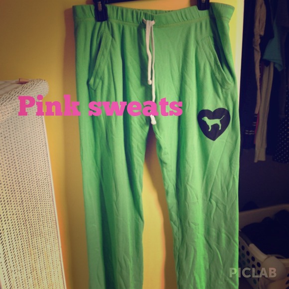 Lime green Pink brand sweat pants/PJs