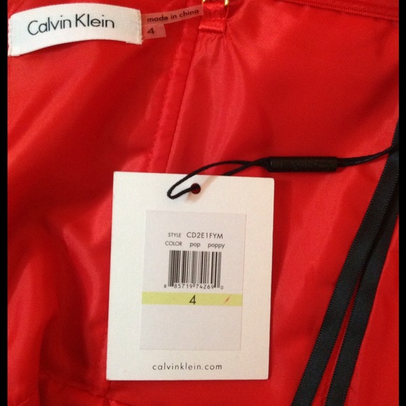 Calvin Klein Red belted cocktail dress size 4 - Picture 3 of 4