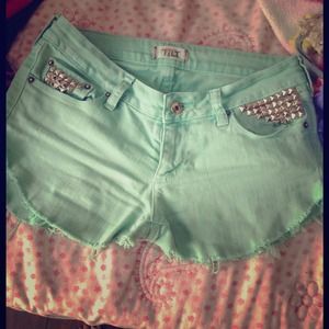Studded teal shorts