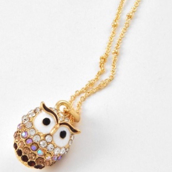 Gold Studded Baby Owl Necklace and ring bundle set