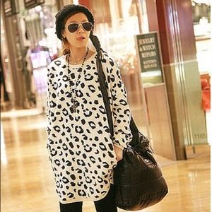 Oversized leopard sweater long fall winter
